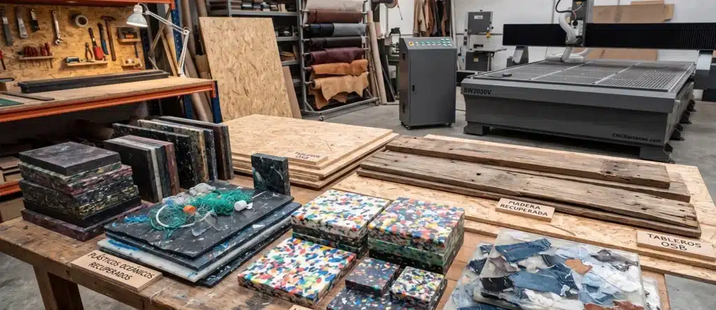 Materiales reciclados Fresadora CNC Economia Circular