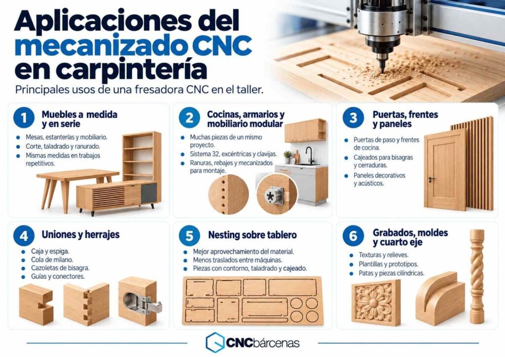 Aplicaciones del mecanizado CNC en carpintería